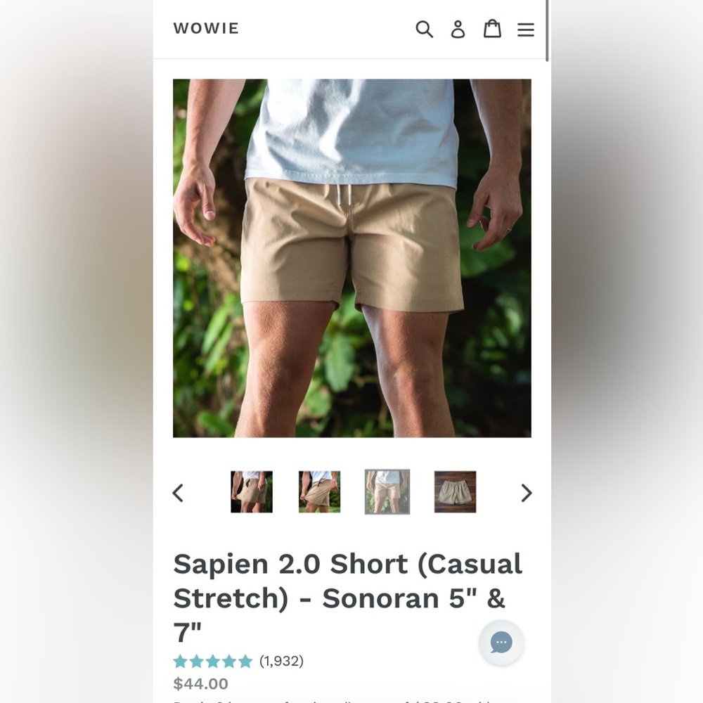 Wowie Sapien 2.0 Short (Casual Stretch) - Sonoran 5" Size Medium